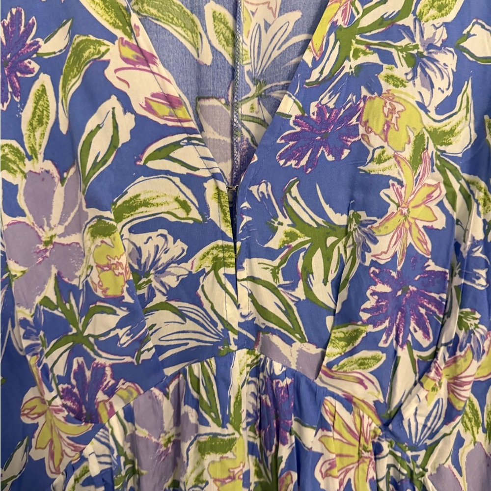 entro Floral Maxi Dress in Blue, Green, Lavender - Picture 3 of 5